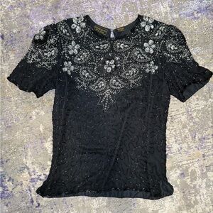 Stunning vintage 80’s beaded and embellished silk blouse top